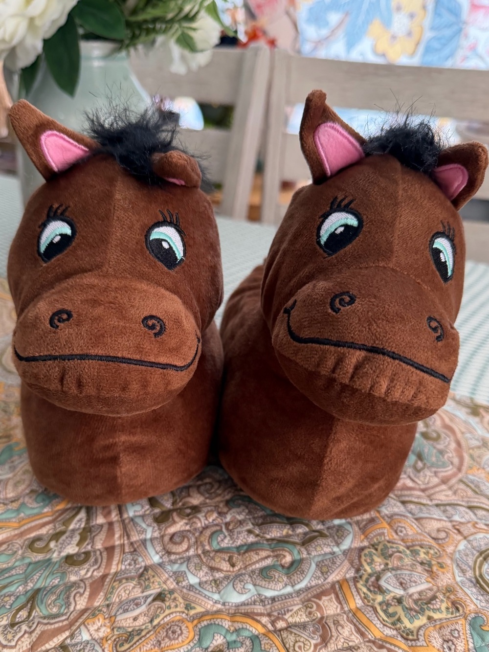 Boutique Lupilu Kids Horse Plush House Slippers Brown Size 2.5